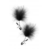 Зажимы на соски с черными пуховыми кисточками Sweet Caress Feather Nipple Clumps - Sweet Caress - купить с доставкой в Рубцовске
