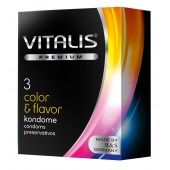 Цветные ароматизированные презервативы VITALIS PREMIUM color   flavor - 3 шт. - Vitalis - купить с доставкой в Рубцовске