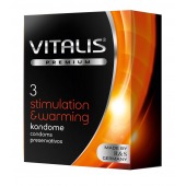 Презервативы VITALIS PREMIUM stimulation   warming с согревающим эффектом - 3 шт. - Vitalis - купить с доставкой в Рубцовске