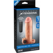Телесная вибронасадка с кольцом  Vibrating Real Feel 1 Extension - 14 см. - Pipedream - в Рубцовске купить с доставкой
