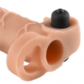 Телесная вибронасадка с кольцом Vibrating Real Feel 2 Extension - 16 см. - Pipedream - в Рубцовске купить с доставкой