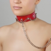 Красный ошейник из натуральной кожи - Sitabella - купить с доставкой в Рубцовске