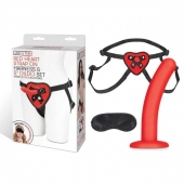 Красный поясной фаллоимитатор Red Heart Strap on Harness   5in Dildo Set - 12,25 см. - Lux Fetish - купить с доставкой в Рубцовске
