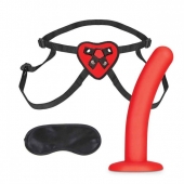 Красный поясной фаллоимитатор Red Heart Strap on Harness   5in Dildo Set - 12,25 см. - Lux Fetish - купить с доставкой в Рубцовске