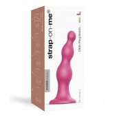 Розовая насадка Strap-On-Me Dildo Plug Beads size L - Strap-on-me - купить с доставкой в Рубцовске