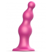 Розовая насадка Strap-On-Me Dildo Plug Beads size L - Strap-on-me - купить с доставкой в Рубцовске