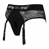 Черные трусики для насадок Diva Lingerie Harness - size S - Strap-on-me - купить с доставкой в Рубцовске