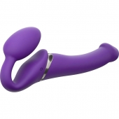 Фиолетовый безремневой вибрострапон Silicone Bendable Strap-On - size M - Strap-on-me - купить с доставкой в Рубцовске