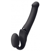 Черный безремневой вибрострапон Silicone Bendable Strap-On - size XL - Strap-on-me - купить с доставкой в Рубцовске