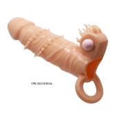 Телесная удлиняющая вибронасадка Penis Sleeve Connor - 17 см. - Baile - в Рубцовске купить с доставкой
