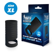 Черная открытая насадка на пенис с кольцом для мошонки XL-size - 8,9 см. - Sex Expert - в Рубцовске купить с доставкой