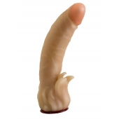 Телесная гелевая насадка-фаллос с клиторальными лепестками - 18,5 см. - LOVETOY (А-Полимер) - купить с доставкой в Рубцовске