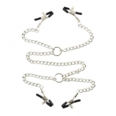 Серебристые зажимы для сосков и половых губ на тонкой цепочке - Notabu - купить с доставкой в Рубцовске