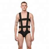 Мужское черное боди с широкими эластичными ремешками - La Blinque купить с доставкой