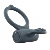 Серое перезаряжаемое эрекционное кольцо с вибрацией Power Clit - Dorcel - в Рубцовске купить с доставкой