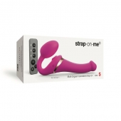 Ярко-розовый безремневой страпон Multi Orgasm Size S с клиторальной стимуляцией - Strap-on-me - купить с доставкой в Рубцовске