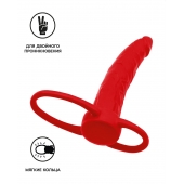 Красная насадка на пенис для двойного проникновения Black Red - 16,5 см. - ToyFa - купить с доставкой в Рубцовске
