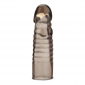 Дымчатая насадка-удлинитель Ribbed Realistic Penis Enhancing Sleeve Extension - 15,2 см. - BlueLine - в Рубцовске купить с доставкой