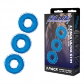 Комплект из трех голубых колец для эрекции 3-Pack Ultra-Stim Stretch Cock Rings - BlueLine - в Рубцовске купить с доставкой