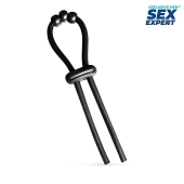 Черное эрекционное кольцо со стимулирующими бусинами - Sex Expert - в Рубцовске купить с доставкой