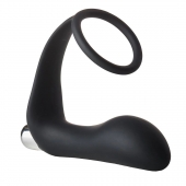 Черное эрекционное кольцо с вибропробкой Vibrating Anal Plug With Cockring - Dream Toys - в Рубцовске купить с доставкой