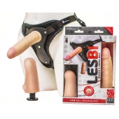 Телесный страпон Harness LESBI с вагинальной пробкой - 16,5 см. - LOVETOY (А-Полимер) - купить с доставкой в Рубцовске