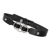 Черный кожаный ошейник со связанными кольцами - Pecado - купить с доставкой в Рубцовске
