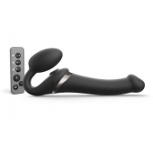 Черный безремневой страпон Multi Orgasm Size M с клиторальной стимуляцией - Strap-on-me - купить с доставкой в Рубцовске
