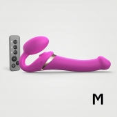 Ярко-розовый безремневой страпон Multi Orgasm Size M с клиторальной стимуляцией - Strap-on-me - купить с доставкой в Рубцовске