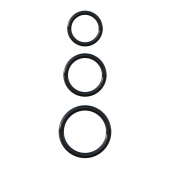 Набор из трех черных эрекционных колец Silicone 3-Ring Stamina Set - Pipedream - в Рубцовске купить с доставкой