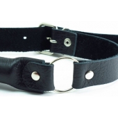 Черный кожаный кляп-трензель на кольцах - БДСМ Арсенал - купить с доставкой в Рубцовске