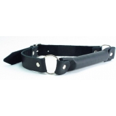 Черный кожаный кляп-трензель на кольцах - БДСМ Арсенал - купить с доставкой в Рубцовске