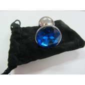 Анальное украшение BUTT PLUG  Small с синим кристаллом - 7 см. - Anal Jewelry Plug - купить с доставкой в Рубцовске