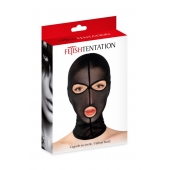Черная сетчатая маска на голову с отверстиями для глаз и рта - Fetish Tentation - купить с доставкой в Рубцовске