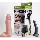 Страпон-унисекс с двумя насадками UNI strap 7  Harness - 19 и 16 см. - LOVETOY (А-Полимер) - купить с доставкой в Рубцовске