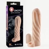 Телесная насадка-удлинитель Okoto со спиралевидным рельефом - 16 см. - Sitabella - в Рубцовске купить с доставкой
