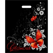 Черный пакет Glamour с вырубной ручкой (38х47 см) - Сима-Ленд - купить с доставкой в Рубцовске