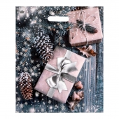 Новогодний пакет с принтом в виде подарков и вырубной ручкой (45х38 см) - Сима-Ленд - купить с доставкой в Рубцовске