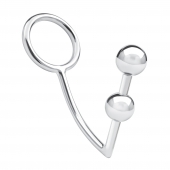 Кольцо на пенис с анальным стимулятором Two Bead Stainless Steel Anal Hook   Cock Ring - BlueLine - в Рубцовске купить с доставкой