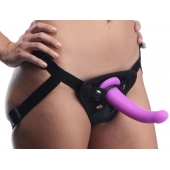 Лиловый поясной страпон Navigator Silicone G-Spot Dildo with Harness - 17,8 см. - XR Brands - купить с доставкой в Рубцовске