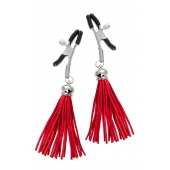 Зажимы на соски «Прищепки» с красными кисточками из замши - Pecado - купить с доставкой в Рубцовске