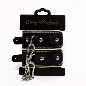 Черные скругленные наручники с мягкой бежевой подкладкой - Crazy Handmade - купить с доставкой в Рубцовске