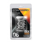 Прозрачная насадка с объёмными чёрточками STAY HARD COCK SLEEVE 06 CLEAR - Blush Novelties - в Рубцовске купить с доставкой