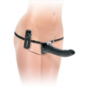 Черный страпон с вагинальной пробкой Deluxe Vibrating Penetrix Strap-On - 19 см. - Pipedream - купить с доставкой в Рубцовске