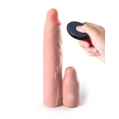 Телесная вибронасадка на член 3  Vibrating Mega X-tension with Remote - 22,9 см. - Pipedream - в Рубцовске купить с доставкой