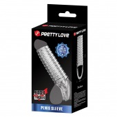 Прозрачная насадка на пенис с ребрышками и подхватом мошонки - Baile - в Рубцовске купить с доставкой