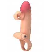 Телесная вибронасадка на пенис с подхватом мошонки - 20 см. - Baile - в Рубцовске купить с доставкой