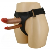 Темно-бежевый фаллопротез для двойного проникновения - 17,5 см. - Baile - купить с доставкой в Рубцовске