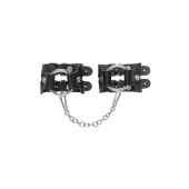 Черные кожаные наручники-браслеты из двух ремешков - Pecado - купить с доставкой в Рубцовске