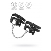 Черные кожаные наручники-браслеты из двух ремешков - Pecado - купить с доставкой в Рубцовске